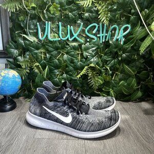 Nike Free RN Flyknit Running Shoes Black White Oreo 880843-003 Mens Size 13